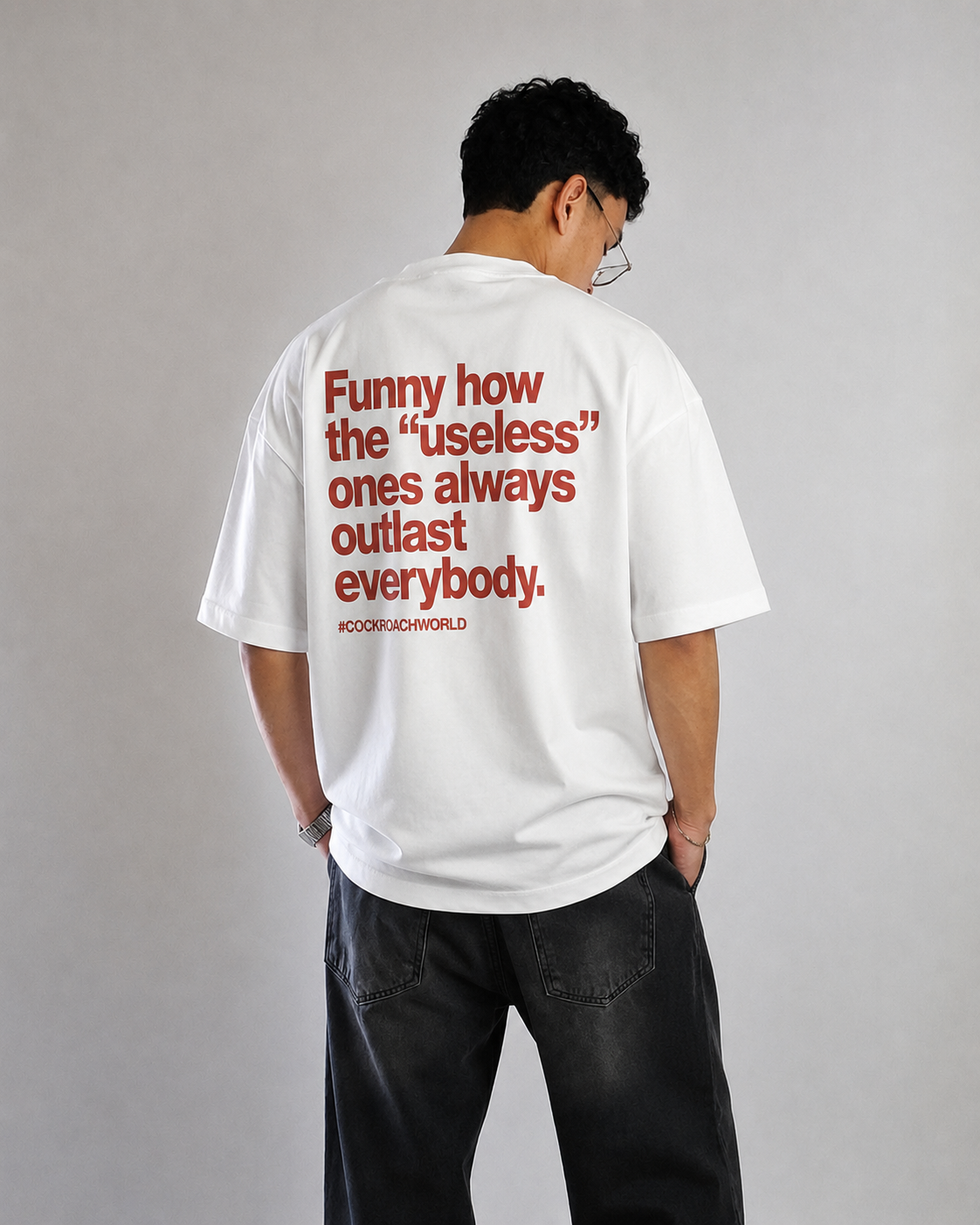 Bold Typography Oversize White Tee